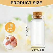 30/50 chiếc lọ thủy tinh nhỏ trong suốt, dung tích 0,34oz (10ml), có nắp nút bần mềm - Lý tưởng cho đồ thủ công DIY, trang trí đám cưới và quà tặng tiệc tùng | Chỉ rửa bằng tay, chai trong suốt hình bầu dục, lọ trang trí. - trong suốt - Xem 4