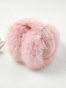 1个可爱粉色女士耳罩，柔软毛绒耳罩，适合秋冬季节，保暖舒适，户外佩戴。 - 粉色 - 查看 3