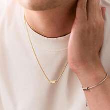 Custom Name Square Tube Necklace Pendant Necklace - Customizable With Initials; Customizable With Best Friends, Family Members, Or Boyfriends/Girlfriends; Suitable For Boyfriends/Girlfriends, Mothers, Fathers; Wedding Gifts, Valentine's Day, Birthday Gifts, Holiday Gifts; Special Valentine's Day Gifts - Multicolored - View 4