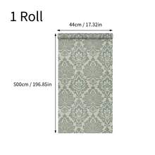 Papel de Parede Autoadesivo em Estilo Clássico Europeu (1 Rolo), Fundo Verde com Estampa Branca, 44 x 300 cm (17,32 x 118,11 polegadas), Vinil Removível, Adesivo de Parede Decorativo Vintage Barroco, Impermeável e Removível, Fácil de Instalar, Ideal para Sala de Estar, Quarto, Banheiro, Cozinha, Escritório e Decoração Elegante para Ambientes - Verde - Ver 12