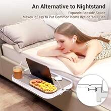 KIWIFOTOS - Estantería grande de 17 pulgadas para litera organizador de cama mesita de noche mesa de noche para litera superior recámara universitario bandeja lateral para cuna de niños - Montado en el marco de la cama grosor 1894 cm - Ver 4