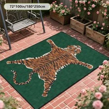 Cashmere-Like Tiger Pattern Printed Outdoor Area Rug, Exquisite Carpet, Soft & Stylish,. Suitable For Motorhomes, Terraces, Porchways, Balconies, Backyards, And Picnics. And Machine Washable. Multiple Sizes. - Multicolor - View 5