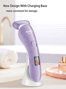 Kemei New Electric Hair Remover For Lady Painless Body Hair Removing With Charging Base KM-1539 Electric Hair Removal Device Waterproof Bikini Private Lady Shaver Leg, Underarm Body Razor For Lady Wet Or Dry - Purple - View 8