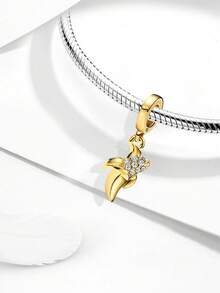 1pc 925 Sterling Silver Pineapple Pendant, Suitable For Women Bracelet, Bangle DIY Jewelry Making And Daily Accessories Decoration - Gold - View 8