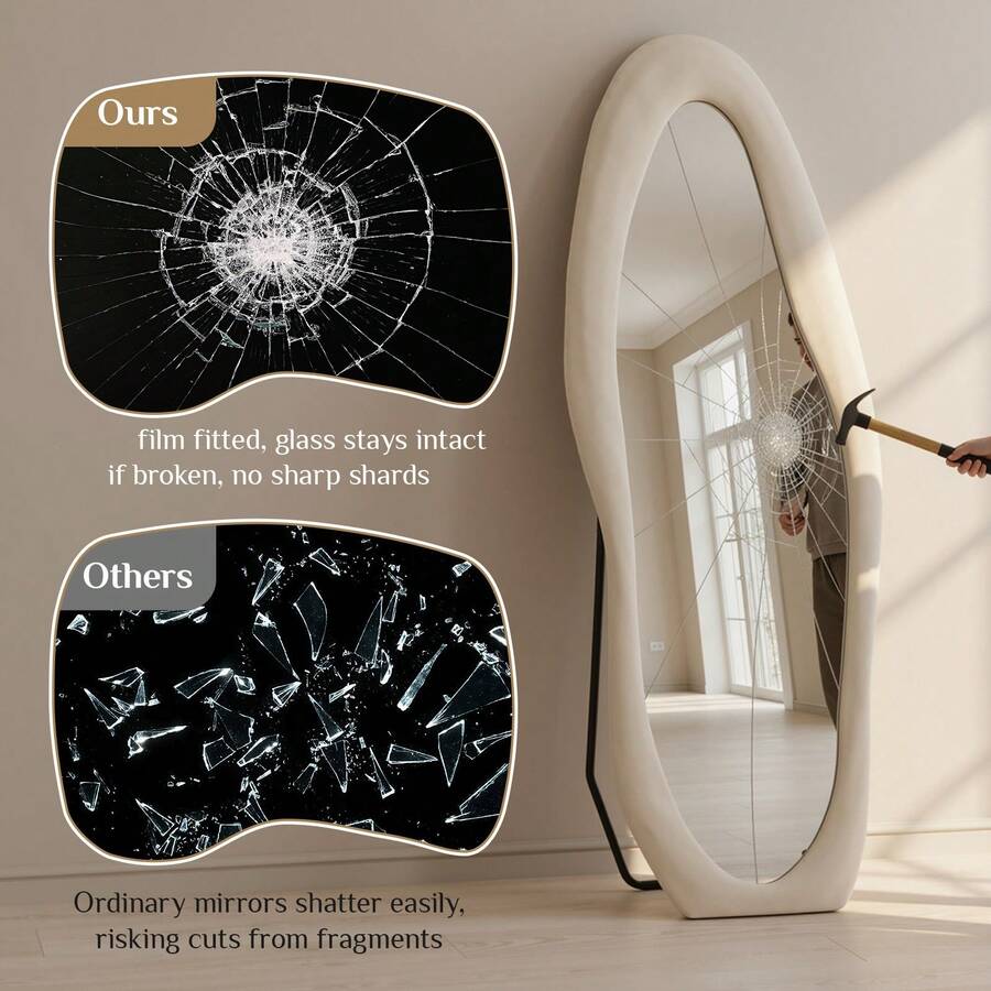 Full Length Mirror,Large Standing Mirror,Floor Mirror For Dressing,Wall Mounted Mirror,Decor Dressing Mirror - Beige - View 1