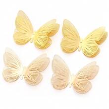 4pcs/Pack 3D Hollow Lattice Iron Butterfly 50mm Double Layer Shoes, Hats, Jewelry Decor Accessories, DIY Elegant Hair Clips, Earrings, Necklaces, Bracelets Decoration - Hollowed-out Silk Butterfly - View 7