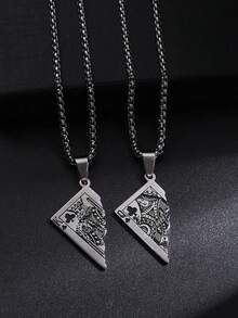 SeuSuk 1pc Men's Stainless Steel Half Poker Card K Pendant Necklace, Fashionable & Creative - The New - View 1