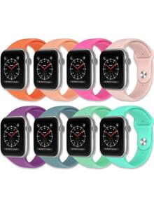 8条防水表带，兼容 38mm、40mm、41mm、42mm、44mm、45mm、46mm、49mm，男女通用；柔软硅胶运动表带，兼容 Series 10、SE、9、8、7、6、5、4、3、Ultra；时尚健身必备礼品套装 - 彩色 - 查看 1