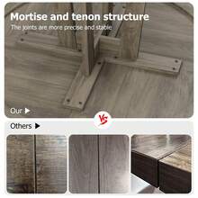 Mesa Redonda para Comedor de 4 a 6 Personas, Mesa de Cocina de Madera de 120 cm con Patas Resistentes y Ajustables, Estilo Rústico, Color Gris - Gris - Ver 5