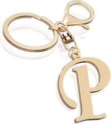 Cute Stainless Steel Gold Initial Letter Keychain For Women Girl, Charms For Key Handbag Backpack Bag, Personalized Gift - 黃金 - 查看 12
