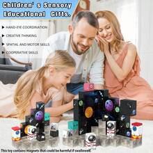 100 piezas Juego de bloques magnéticos de construcción cúbica con tema espacial, juguetes magnéticos creativos, juguetes sensoriales STEM, adecuados para niños de 3 a 12 años, regalo de vuelta a clases, regalo de Navidad, regalo de cumpleaños - Multicolor - Ver 6