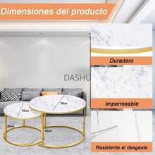 Mesa de Centro Redonda, Mesa de Centro Auxiliar Decorativa de Mármol, Mesas de Café Redondas, Mesa de Centro Redonda Pequeña Y Moderna, Mesa Central Simple Y Moderna(Blanco) - Blanco - Ver 3