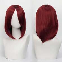 Karida 14-Inch Synthetic Fiber Cosplay Wig With Bangs, Layered Straight Hair, Unisex Cosplay Wig, High Density, Natural-Looking Cosplay Wig For Men And Women