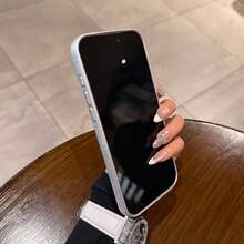Leather Minimalist Solid Color Fashion High-Grade Silver Leather Texture Phone Case Compatible With IPhone 17 Pro Max/17 Pro/17/16 Pro Max/16 Pro/16/16 Plus/15/15 Pro Max/15 Pro/15 Plus/13/14 Pro Max/13 Pro/13 Pro Max/14 Pro/14 Pro Max/14 Plus, Creative Design For Men And Women Gift Spring Birthday - Silver - View 5