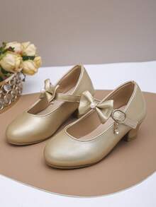 秋冬新款冰雪梦幻渐变低跟圆头公主鞋，舒适芭蕾平底鞋，适合宴会及各种场合，百搭必备单品 - 香檳色 - 查看 2