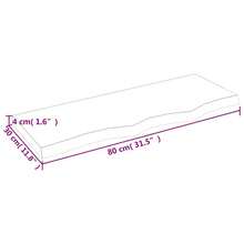 vidaXL Étagère murale 80x30x(2-4) cm bois de chêne massif non traité - Tabac - Voir 9
