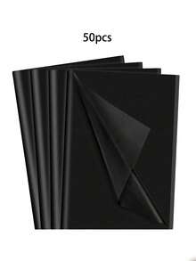 100张/50张/10张黑色薄纸，节日手工纸，DIY礼品包装用品，生日婚礼派对装饰，母亲节花束包装，DIY工艺礼品袋装饰，房间装饰，家居装饰，墙面装饰，卧室，厨房，盒子，圣诞节，新年和情人节花束 - 黑色 - 查看 10