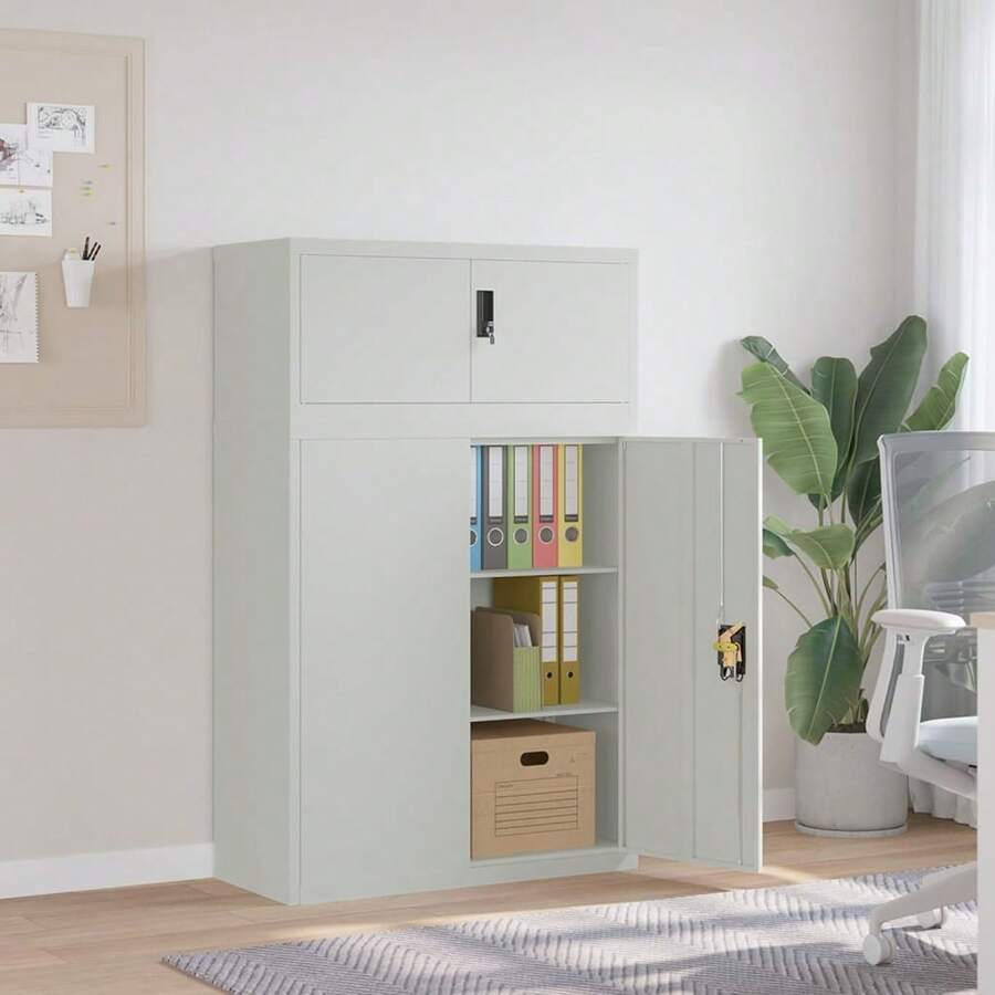vidaXL Classeur grigio chiaro 90x40x145 cm acciaio - Grigio - Visualizzare 1