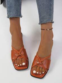 Summer Casual Versatile Flat Sandals - Burnt Orange - View 3