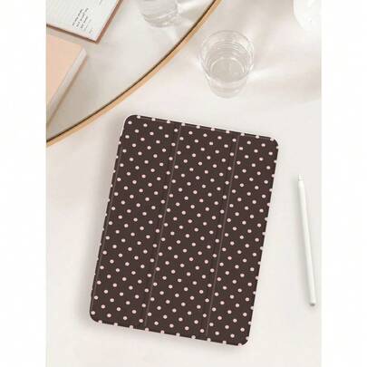 1pc Minimalist Brown Polka Dot Print Tablet Protective Case, Compatible With Apple IPad 10.2" / IPad Pro 11" 2020/2021, IPad (A16) 11" 11th Gen 2025, IPad 9th/10th Gen, Apple Air 4th 10.9", Galaxy Tab S6 Li4wei/, Anti-Drop, With Pencil Slot, Sleep/Wake Support, Romantic Gift For Friends And Family