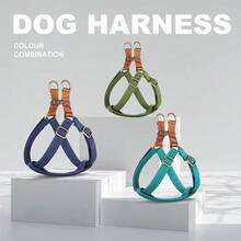 1pc Adjustable Sturdy Nylon Chest Harness, Suitable For Small To Medium Dogs, Military Green