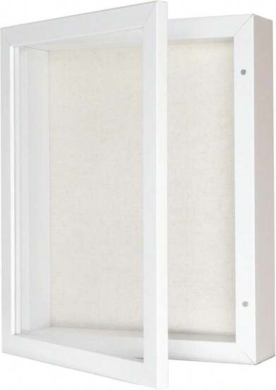 Califortree Outside 8x10 Shadow Box Frame With Linen Back - Real Glass, Push Pins Included, Sturdy Rustic Memory Display Case, Fits Photos Or Items Under 6x8, Distressed White