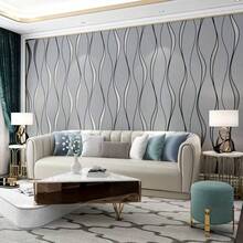1 Roll Grey Wave Peel And Stick Wallpaper, 17.7in X 196.8in Waterproof Modern Striped Wall Sticker, Removable Contact Paper For Accent Wall Home Decor - Grey - View 11