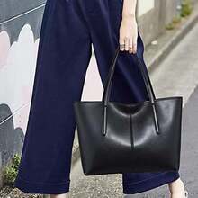 SHERCHPRY Bolso Tote para Mujer, Bolsa de Hombro para Mujer de Piel PU Gran Capacidad Bolso de Trabajo Bolsoss de Compras Tote Bag Elegante y Resistente para Uso Diario, 30*14*24cm - como en la foto - Ver 5