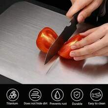 Stainless Steel Cutting Board, Silver Color Kitchen Chopping Board, Double-Sided, Suitable For Raw Meat, Poultry, Fish, Odor-Proof, Stain-Resistant, Rust-Proof, Minimalist Design To Replace Traditional Meat Cutting Board, Applicable For Meat, Vegetables, Fruits, Essential For Modern Kitchen, Easy To Clean With Water.The Kitchen Cutting Tool Set Can Also Be Used As A Pizza Tray, Cheese Board, Serving Platter, Bread & Cookie Board. - Multicolor - View 4