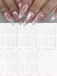 1 buc/6 buc autocolante pentru unghii manichiură franceză, șablon pentru unghii, formă de V, model cu dungi, bandă decorativă transparentă cu linii ondulate, instrument DIY pentru unghii - clar - Vizualizare 16