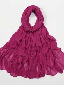 1pc Women's Solid Color Lightweight Elastic Pleated Headscarf, Fashionable Scarf, Soft & Casual Hijab, Beach Towel - A - View 11