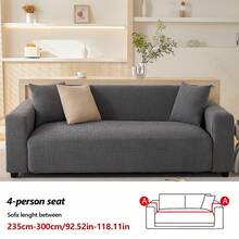 1件装弹力宠物友好型沙发套，四季通用宽松沙发套，防滑客厅沙发保护套，完全防尘，适用于双人、四人和三人沙发