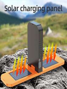 Multifunctional Foldable Solar Camping Light - Supports Type-C Charging, Power Bank Function, With Hook, Battery Indicator, Portable No-Stand Lamp, Suitable For Outdoor Camping And Emergency Lighting - Orange - View 2