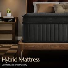 12 Inch Luxury Hybrid Mattress In A Box, Medium Firm Mattresses With Cooling Gel Memory Foam & Pocket Springs, Double Additional Support - Đen và Đỏ - Xem 10