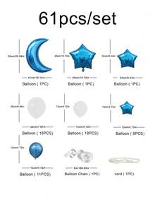 61pcs/Set Moon, Star, Cloud Balloon Garland Party Decoration Background Wall Decor - Multicolor - View 11