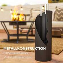 Fireplace Tool Set, 4-Piece Fireplace Accessories With Brush, Shovel, Poker And Basket, Fireplace Set, Metal, Black - 均碼 - 查看 4