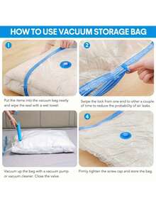4pcs Extra Large Vacuum Storage Bag Set, Space-Saving, Reusable, Waterproof And Moisture-Proof Compression Bags, Suitable For Clothes And Bedding, Travel Luggage, Blankets, Quilts, Suitable For Dormitories, Wardrobes, And Moving - Clear - View 5