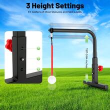 Adjustable Golf Swing Training Aid With 360° Automatic Ball Return, Durable Iron Construction, Compact Design For All Skill Levels, Easy Assembly - Black - View 6