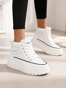 2025 Winter Fashion New For WomenSnow Boots, Plush Cute Plush Thick Bottom Lace-Up For Women Snow Boots,Ankle Boots.Women's Short Plush Lined Snow Boots - Anti-Slip & Perfect For Outdoor Winter Boots For Women - 白色 - 查看 6