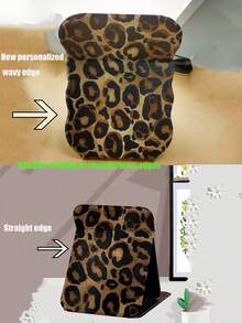 1pc Leopard Print Foldable Vanity Mirror, Large/Small Size For Student Dorm - Multicolor - View 7