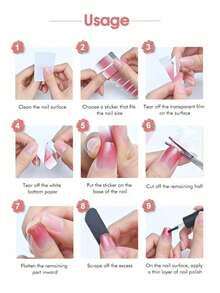 4片装全包甲油贴纸套装，闪亮法式美甲情人节自粘美甲贴条，适合女性和女孩DIY美甲装饰 - 彩色 - 查看 10