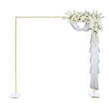 Adjustable Height Wedding Arch Backdrop Stand, 7.87ft Square Metal Frame, Gold Heavy Duty Photo Booth Background Stand For Parties Wedding Birthday Graduation Ceremony Anniversary Bridal Shower Decoration - 金金屬拱門 - 查看 4