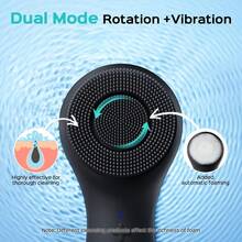 Facial Cleansing Brush: 2-In-1 Rotating Vibrating Massager, 5-Speed Adjustment, Silicone Electric Exfoliating Brush, Deep Pore Cleansing, Suitable For Men And Women (Preferred For Couples),Face Wash Brush,Facial Brush Skin Cleansing,Facial Tools,Face Cleaner Tool,Face Steamer For Facial Deep Cleaning,Face Scrubber - DF31349B-XIAN-888-đen - Xem 9