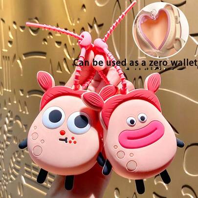 1pc Potato Character Keychain Coin Purse, Cute Girls Card Holder, Lipstick Storage Pouch, Key Chain Accessory Gift