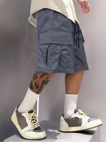 Plus Size Men's Sports Shorts, Summer Casual Jumpsuit Pants, Jogging Pants, Lightweight Durable 5-Inch Inseam Beach Shorts, Suitable For Running, Outdoor Travel, Beach, Shopping, Dating, Daily Wear, Father's Day Gift - Grey - View 5