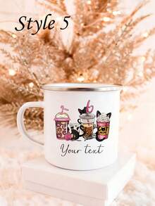 1个350毫升个性化陶瓷马克杯，搪瓷杯，可定制姓名，DIY水杯，适用于果汁、牛奶、冰咖啡 - 送给朋友、父母、同学的礼物，节日装饰，易于清洁，精致，高品质，可定制，个性化，独特，是送给她、男朋友、女朋友、爸爸、妈妈、家人、朋友、儿子、女儿、学生的理想礼物 - 彩色 - 查看 12