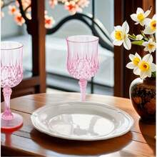 高级水晶香槟杯，粉色杯身，钻石纹理杯柄，适用于盛装饮料、果汁，适合情人节、生日派对、婚礼、聚会、居家使用。 - 粉色 - 查看 3