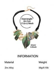Cring Coco Women Asymmetric Green Leaf Abalone Shell Pendant Necklace, Black Wax Rope Adjustable Chunky Statement Bib Jewelry For Women Daily Party Vacation Gift - Green - View 12