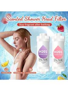 香薰淋浴喷头过滤器，家用淋浴热水器前端除氯及肌肤净化过滤器，高品质维生素C香薰淋浴过滤器，香味浓郁，圆形塑料材质香氛淋浴过滤器，家用浴室淋浴喷头前置过滤器（含维生素C）