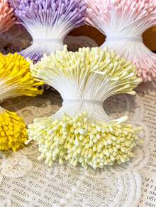 300-380颗/900-1140颗 2毫米哑光花蕊，仿真花配件，花心，花苞，花瓣，适用于DIY手工人造花卉工艺品、花卉装饰、发饰 - 彩色 - 查看 1